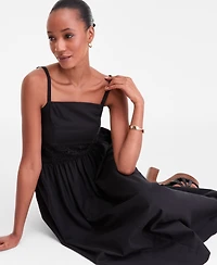 I.n.c. International Concepts Women's Sleeveless Lace-Inset Cotton-Linen Blend Midi Dress, Macy's Exclusive