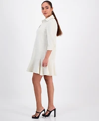 Robbie Bee Petite Textured Button-Front Dress