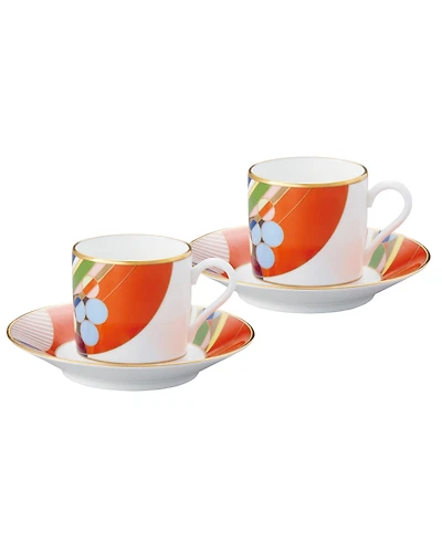 Noritake Frank Lloyd Wright March Balloons After Dinner Cup and Saucer, Set of 4