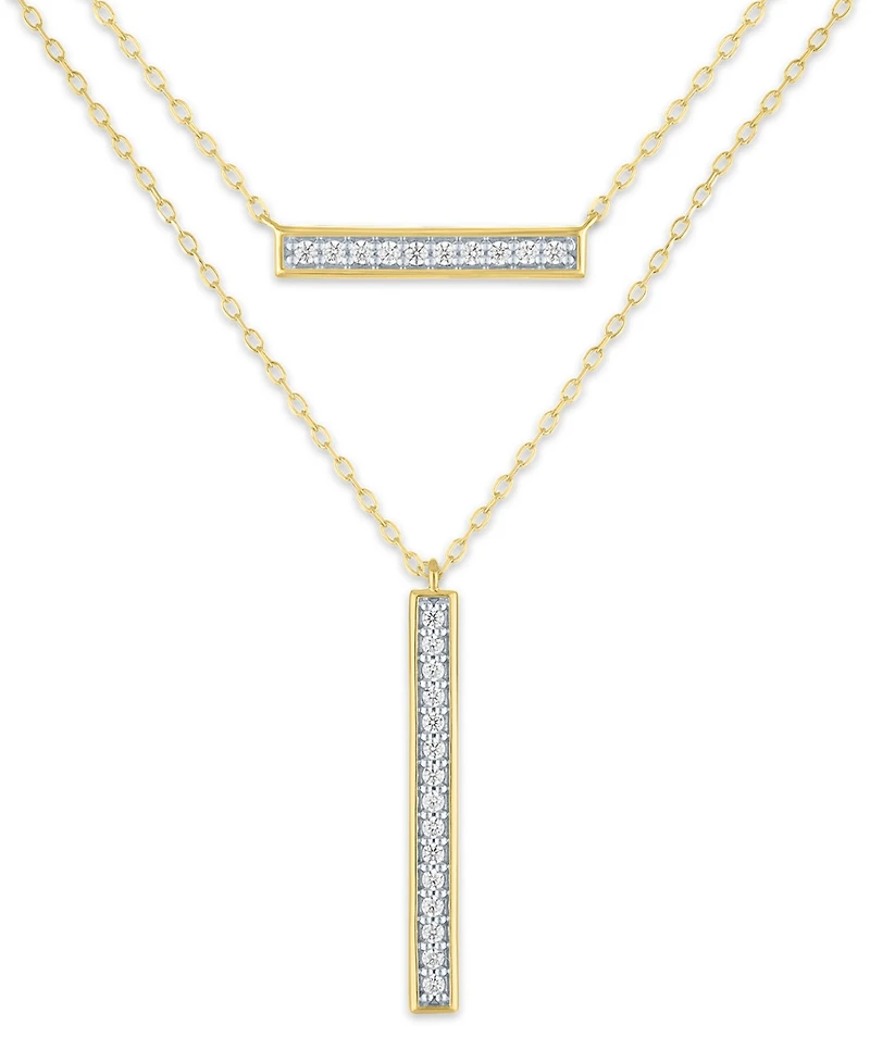 Macy's 2-Pc. Diamond Necklace Set (1/4 ct. t.w.) in 14K Yellow Gold Over Sterling Silver