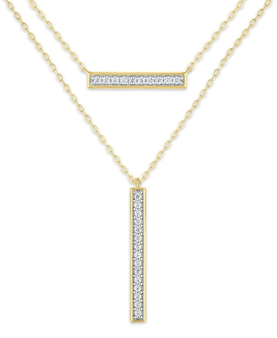 Macy's 2-Pc. Diamond Necklace Set (1/4 ct. t.w.) in 14K Yellow Gold Over Sterling Silver