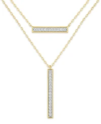 Macy's 2-Pc. Diamond Necklace Set (1/4 ct. t.w.) in 14K Yellow Gold Over Sterling Silver