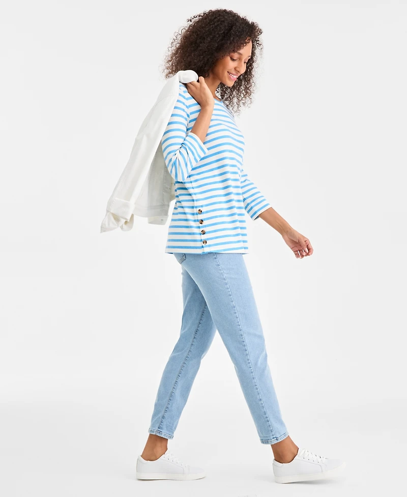 Style & Co Women's Striped Button-Trim Tunic Top, Macy's Exclusive