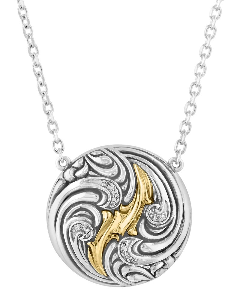 Effy Collection Diamond Accent Necklace in Sterling Silver and 14K Yellow Gold