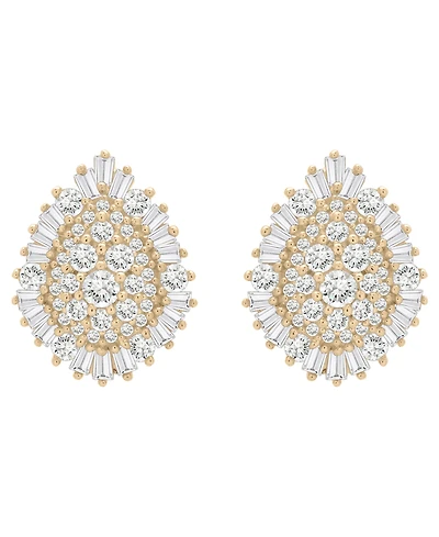 Wrapped in Love Diamond Round (0.77 ct. t.w.) and Baguette (0.23 ct. t.w.) Cluster Earrings in 14K Yellow Gold