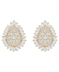 Wrapped in Love Diamond Round (0.77 ct. t.w.) and Baguette (0.23 ct. t.w.) Cluster Earrings in 14K Yellow Gold