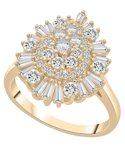 Wrapped in Love Diamond Round (0.72 ct. t.w.) and Baguette (0.28 ct. t.w.) Cluster Ring in 14K Yellow Gold