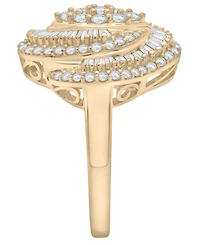 Wrapped in Love Diamond Round (0.71 ct. t.w.) and Baguette (0.29 ct. t.w.) Cluster Ring in 14K Yellow Gold
