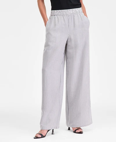 I.n.c. International Concepts Women's Striped Pull-On Wide-Leg Pants, Macy's Exclusive