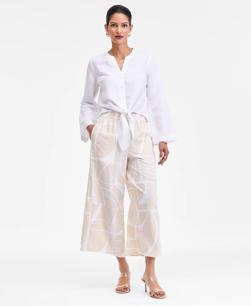 I.n.c. International Concepts Women's Printed Pull-On Wide-Leg Pants, Macy's Exclusive