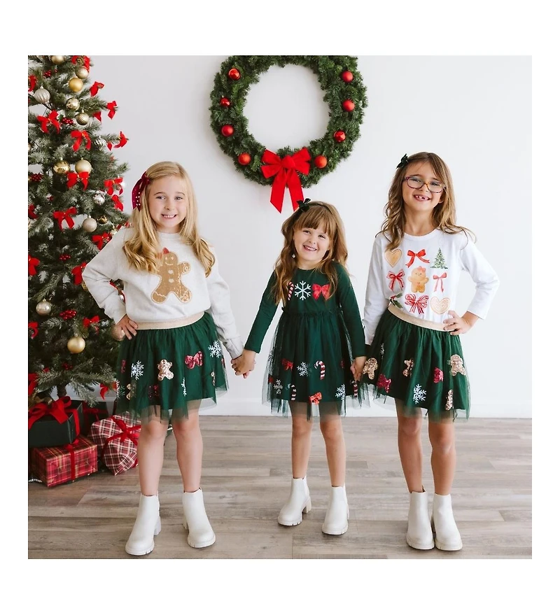 Sweet Wink Toddler Girls Gingerbread Cutie Christmas Long Sleeve Shirt