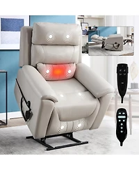 Boyel Living Faux Leather Dual Motor Infinite Position Up to 350 Lbs Power Lift Recliner Chair with 8-Point Vibration Massage and Lumbar