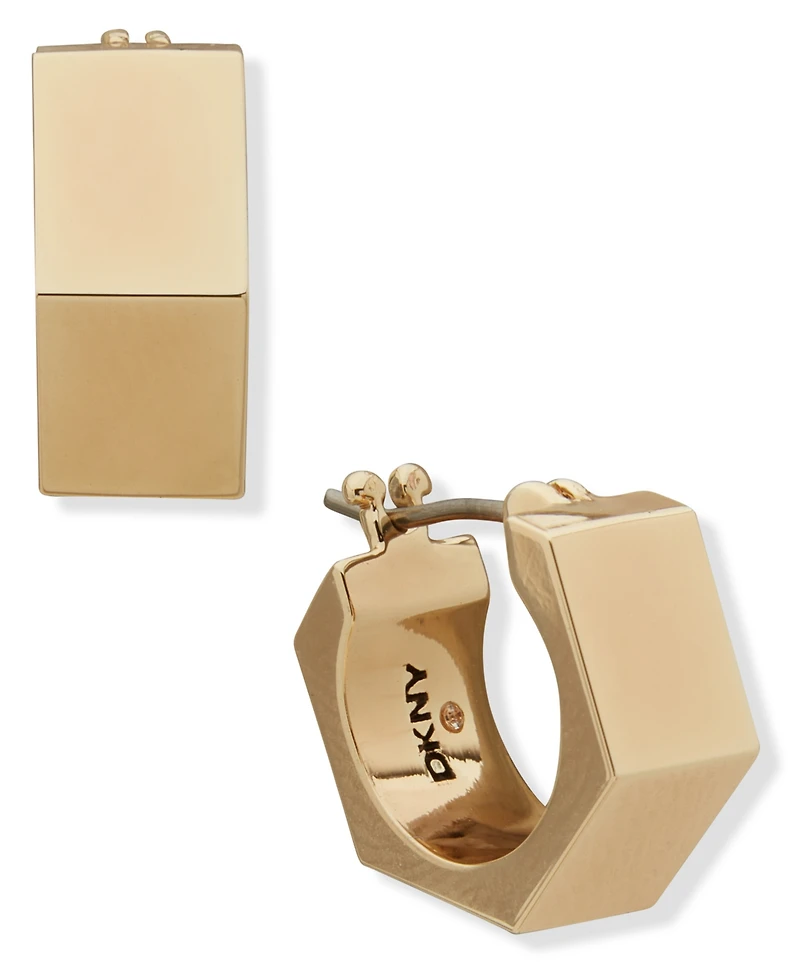 Dkny Gold-Tone Hex Hoop Earrings