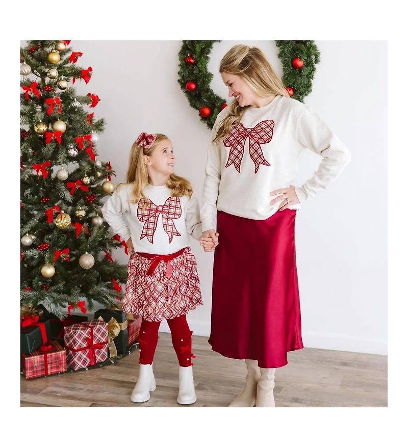 Sweet Wink Girls Christmas Plaid Layered Bow Headband