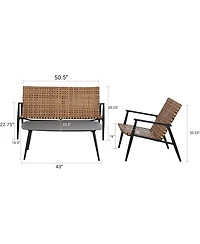 All-Aluminum Detachable Wicker Frog Chair Set - 4 Pieces