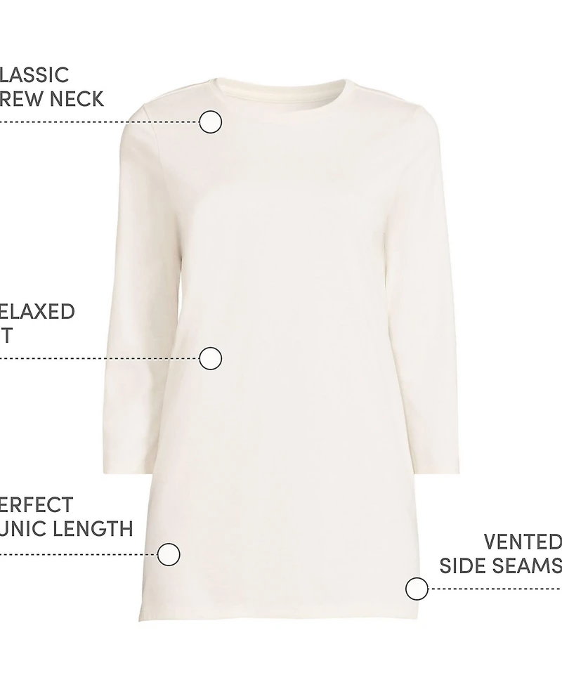 Lands' End Women's Tall 3/4 Sleeve Cotton Supima Tunic