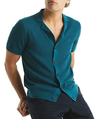 Nautica Men's Short Sleeve Button-Front Camp Sweater