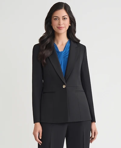 Kasper Women's Peak-Lapel Peplum One-Button Blazer, Regular & Petite