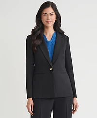 Kasper Women's Peak-Lapel Peplum One-Button Blazer, Regular & Petite