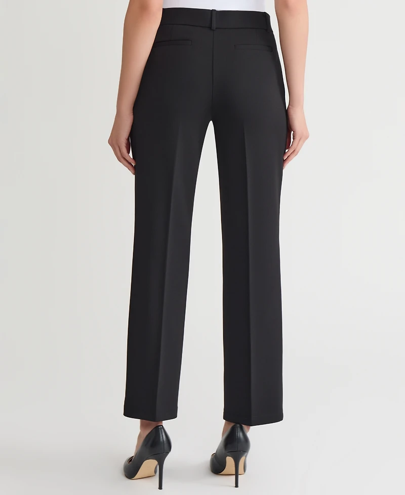 Kasper Women's Mid-Rise Faux-Fly Straight Pants, Regular & Petite