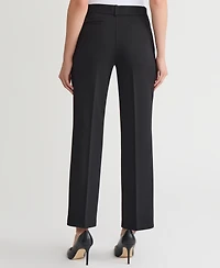 Kasper Women's Mid-Rise Faux-Fly Straight Pants, Regular & Petite