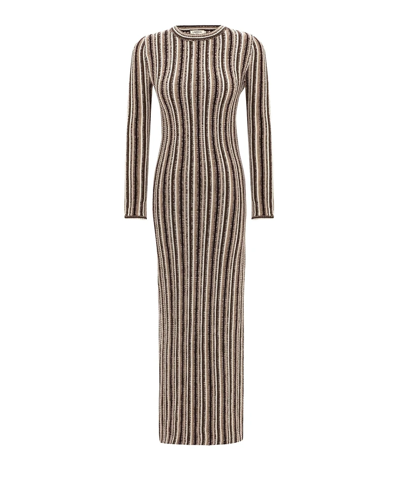 Labeca London Us Women's Juniper Backless Striped Wool Maxi Dress - S / Black