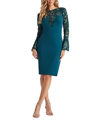 Tadashi Shoji Women's Lou Embroidered Crepe Bell Sleeve Dress