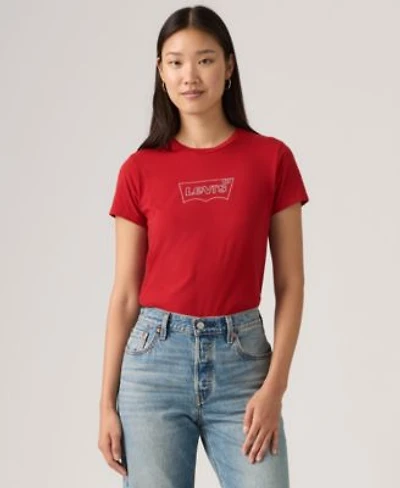 Levis Womens Rhinestone Perfect Graphic Logo Cotton T Shirt