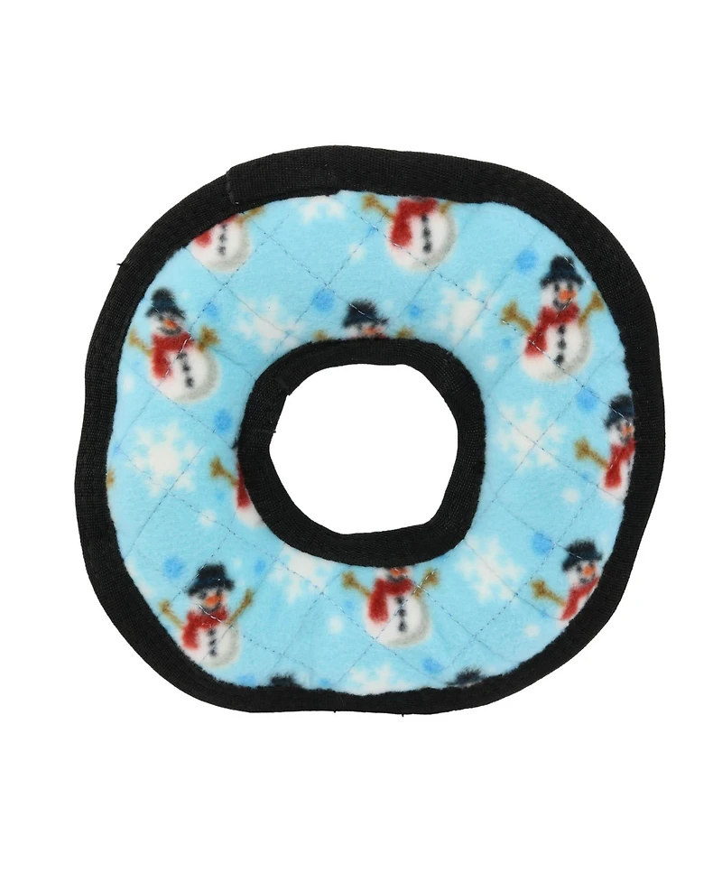 Tuffy Holiday Medium Ring Snowman 2 Pack, Durable Plush Squeaky Dog Toy