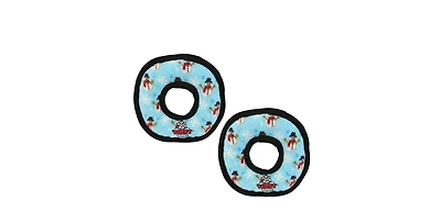 Tuffy Holiday Medium Ring Snowman 2 Pack, Durable Plush Squeaky Dog Toy