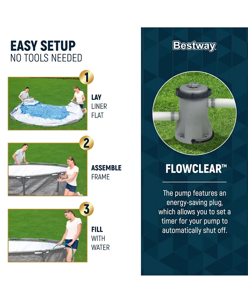 Bestway Steel Pro Max 10' x 30" Above Ground Outdoor Swimming Pool Set, Gray