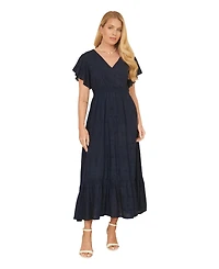 Yumi Women's Cotton Broderie Anglaise Wrap Midi Dress
