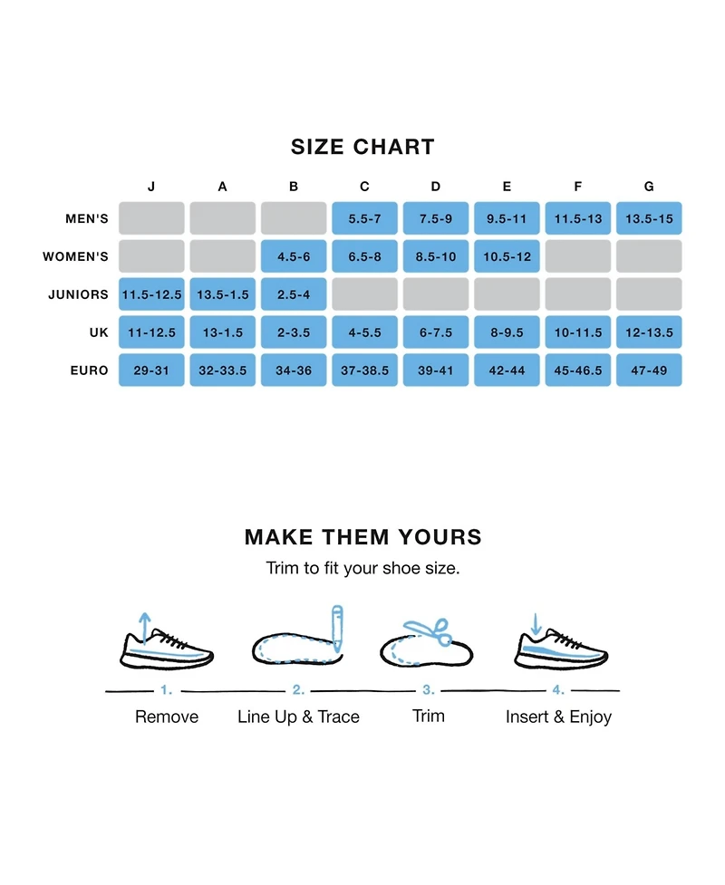 Superfeet Kids All-Purpose Support Medium Arch Insoles (Blue) - Trim-To-Fit Orthotic Shoe Inserts - Professional Grade - Junior/Little 11.5-13