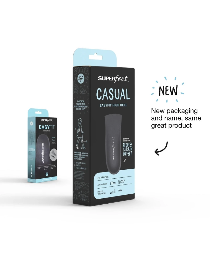 Superfeet Casual Easyfit High Heel Insoles - Orthotic Shoe Inserts for Women's Dress Shoes - Professional Grade - Size 8.5-10 Women