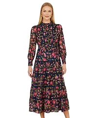 Yumi Blossom Print Lace Trim Maxi Dress