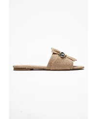 Prologue Shoes Daphne Raffia Bow Slide Sandal (Women)