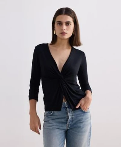 Reistor Womens Twist Front Knit Shirt In Black