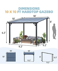 Aecojoy 10'x10' Wall Mounted Gazebos Pergola