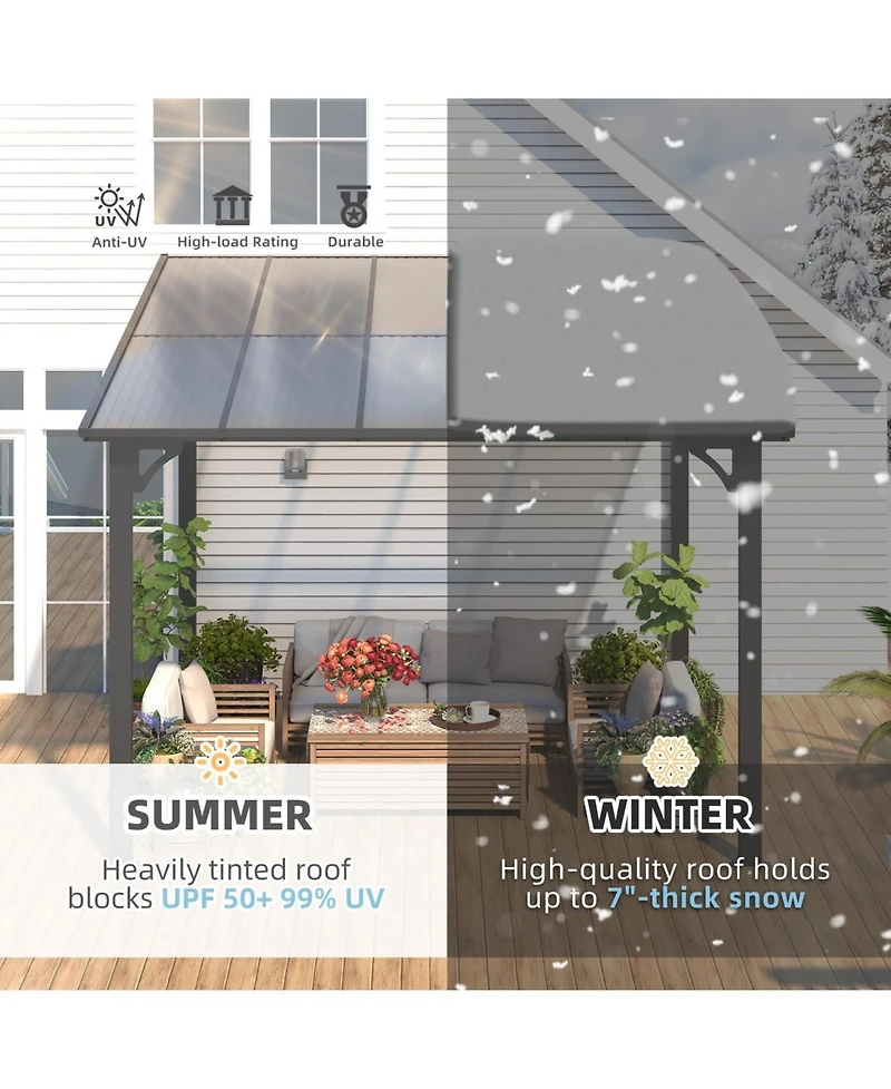 Aecojoy 10'x10' Wall Mounted Gazebos Pergola