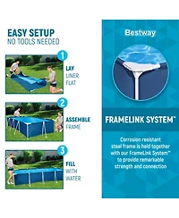 Bestway Steel Pro 13 Foot x 32 Inch Rectangular Above Ground Swimming Pool, Blue