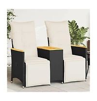Reclining Garden Sofa Black, Cream White