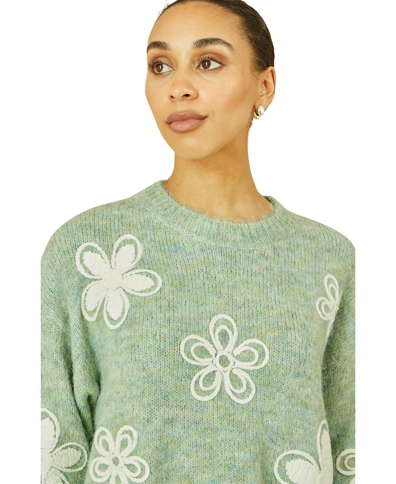 Yumi Women's Crochet Flower Knit Sweater
