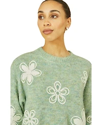 Yumi Women's Crochet Flower Knit Sweater