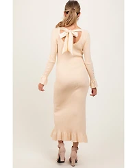 Pinkblush Black Ribbed Knit Bow Back Maternity Maxi Dress