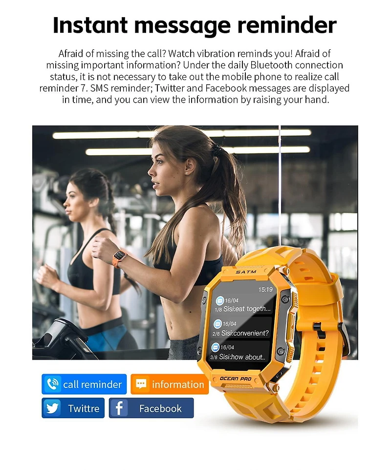 Ruxing smart Stay Connected and Healthy with Advanced Waterproof Smart watch-Yellow