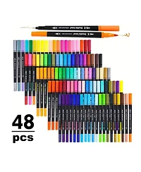 Htutwoo 48 Colors Brush Markers for Adults Coloring, Art Markers Colored Pens for Note Taking Drawing Calligraphy Lettering,Art School Supplies