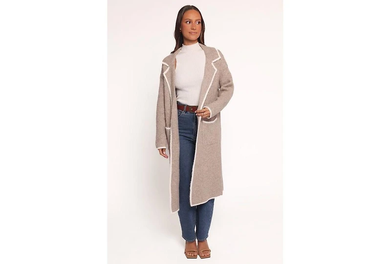 Petal and Pup Women's Katia Contrast Trim Coatigan - Beige S/M