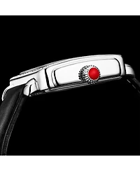 Elegant Women s Rectangular 35×47mm Dress Watch – Model 4060L.1, Silver Case, Black Leather Strap, Crystal Bezel