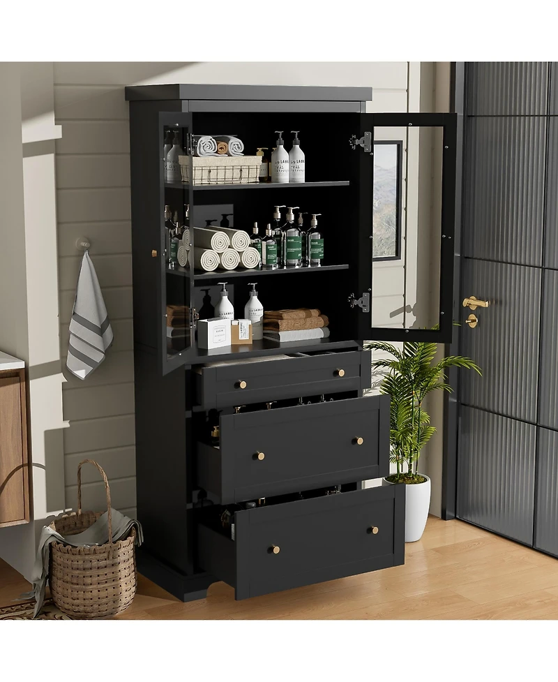 Lovmor 70inch Modern High Freestanding Tall Bathroom Cabinet for Bathroom Living Room Kitchen Storage