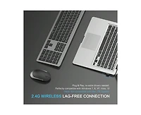 Wireless Keyboard And Mouse Combo-Full Size Slim Thin Wireless Keyboard Mouse With Numeric Keypad 2.4g Stable Connection Adjustable Dpi (Grey)